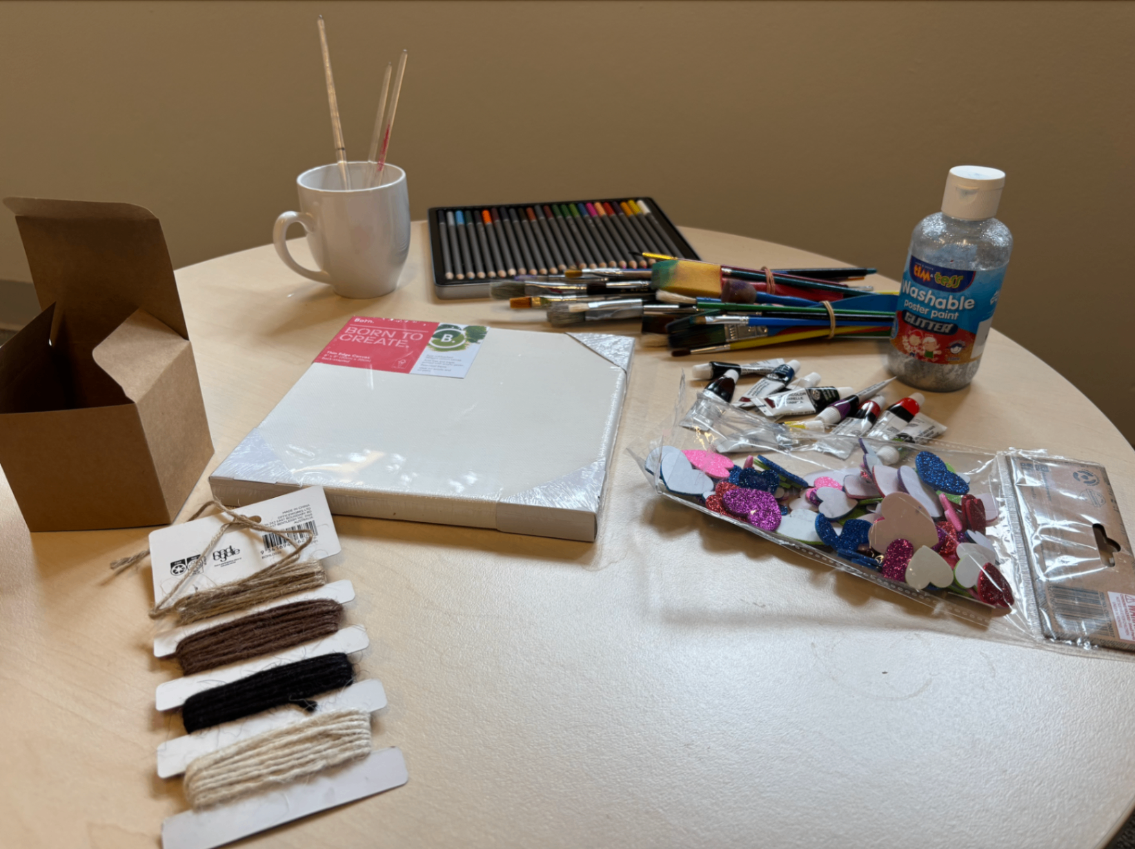 Art and craft materials used in therapy sessions