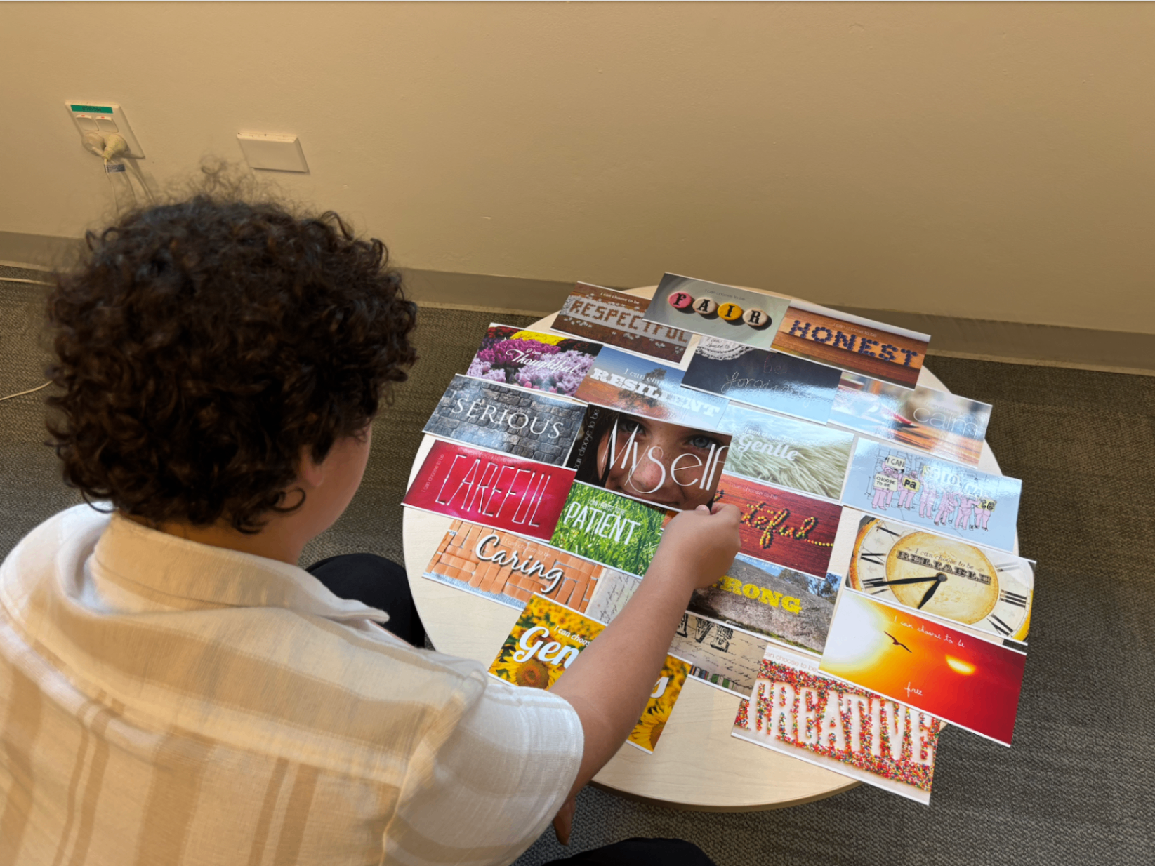 Values and strengths cards used for self-reflection